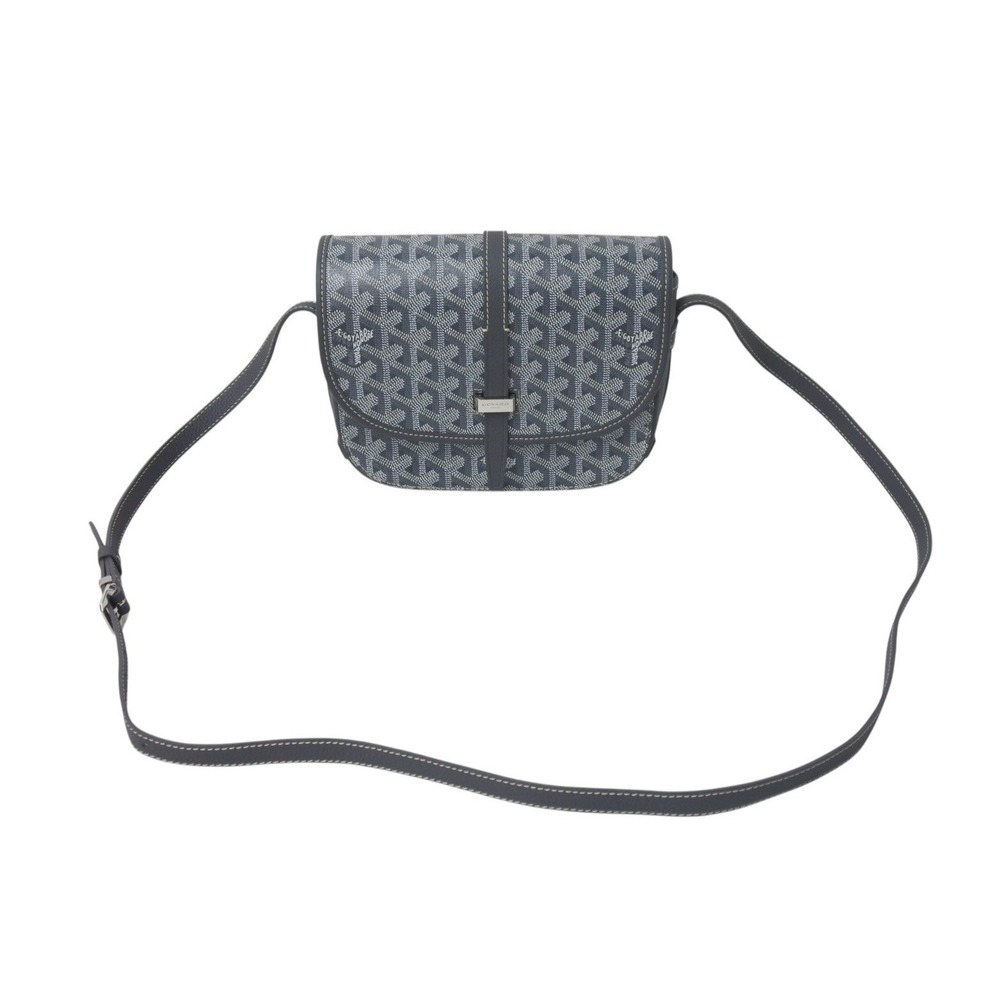 Goyard shoulder gray coated canvas leather Belvedere bag